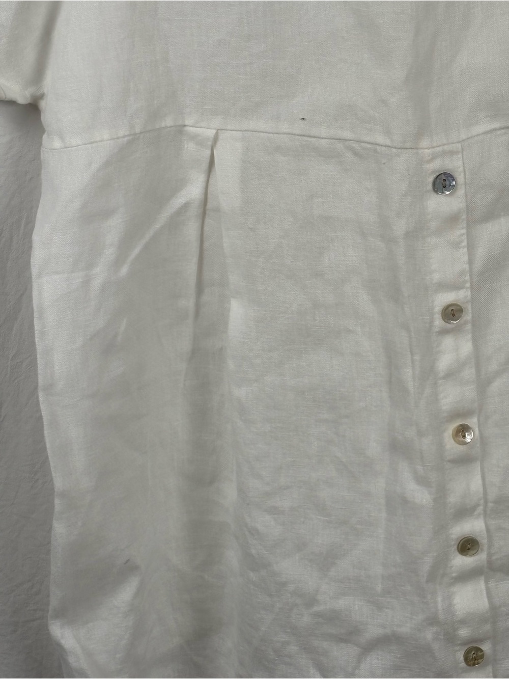 Terzo Millennio Relaxed White Short-Sleeve Linen-Tunic top High-Low Hem Italian - Picture 7 of 15
